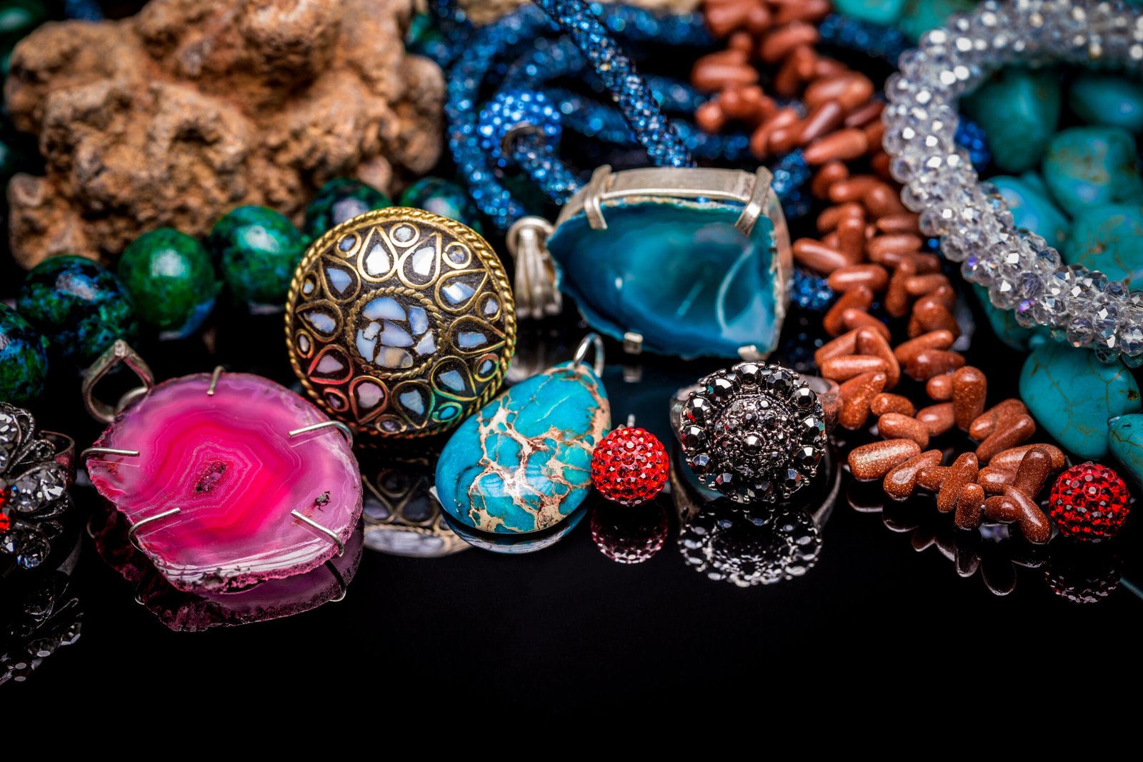 Female accessories with colored stones